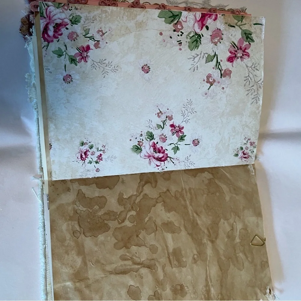 Handmade Journal Recycled Paper Cover Lace Ribbon 6x8